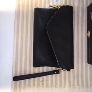 Black leather clutch